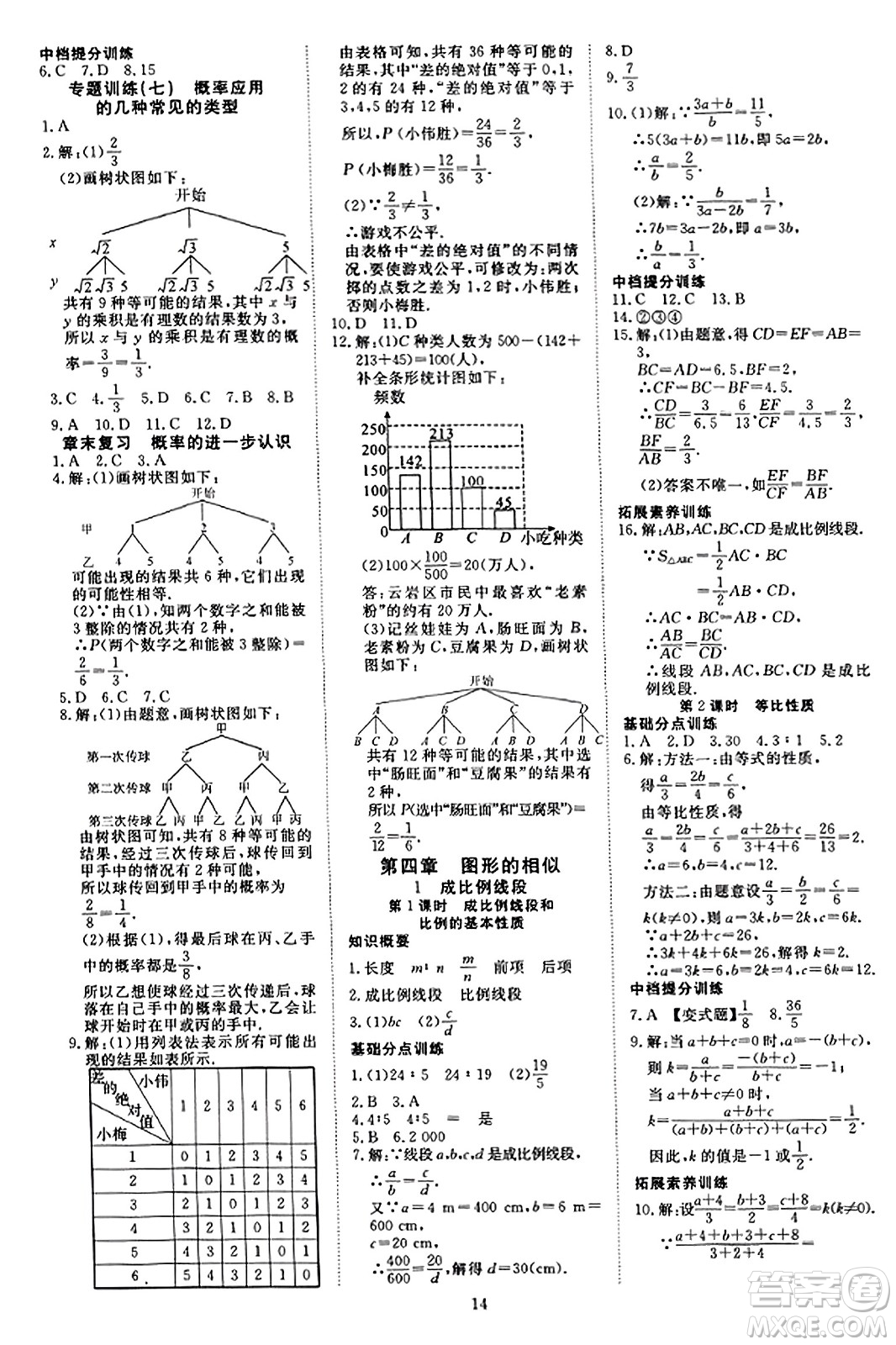 延邊教育出版社2023年秋暢行課堂九年級數(shù)學(xué)上冊北師大版答案