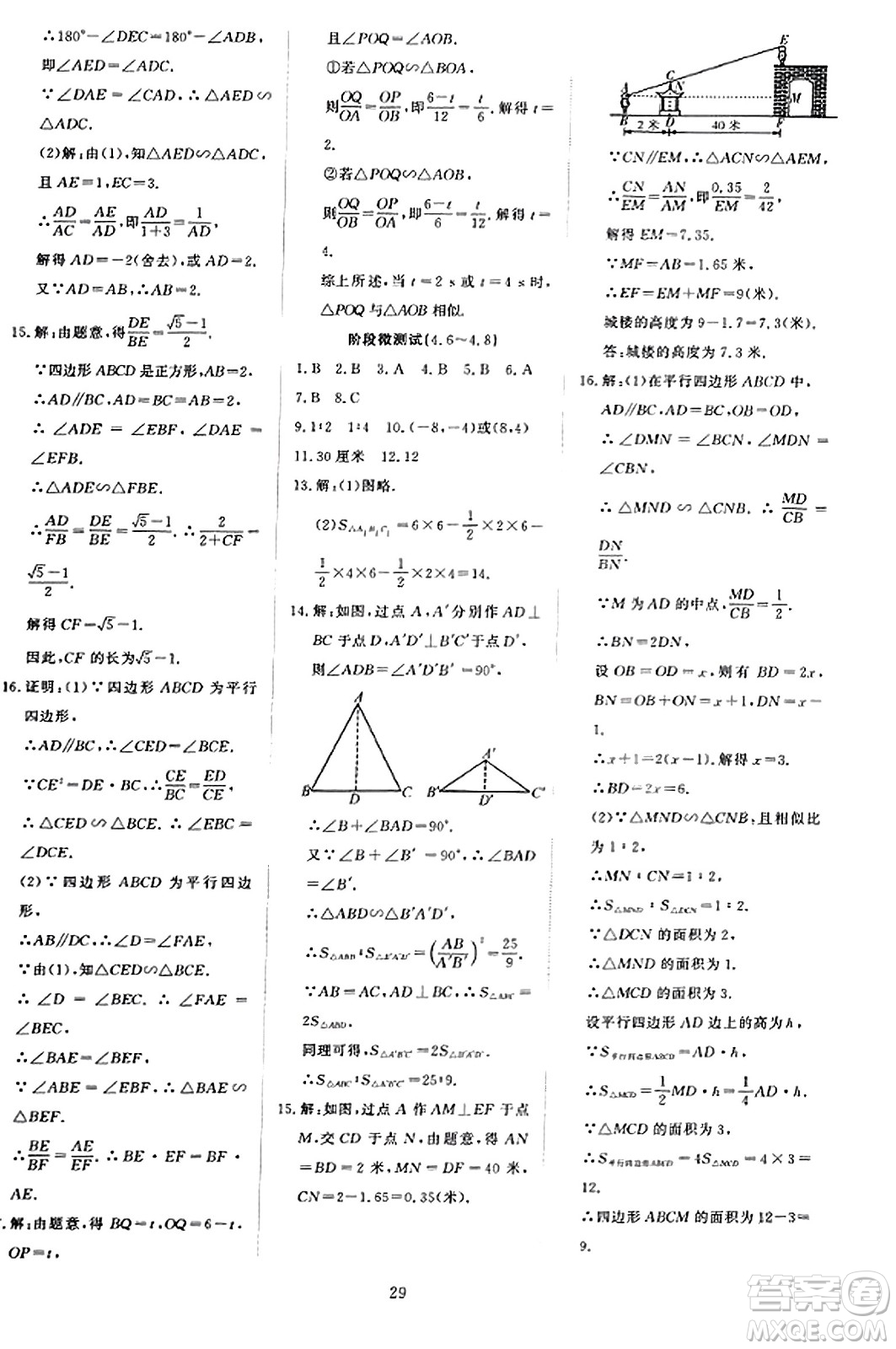 延邊教育出版社2023年秋暢行課堂九年級數(shù)學(xué)上冊北師大版答案