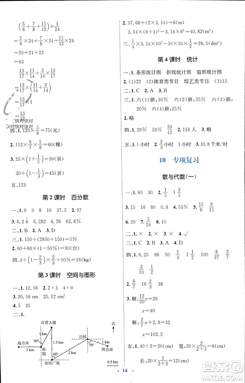 人民教育出版社2023年秋人教金學(xué)典同步解析與測(cè)評(píng)學(xué)考練六年級(jí)數(shù)學(xué)上冊(cè)人教版參考答案