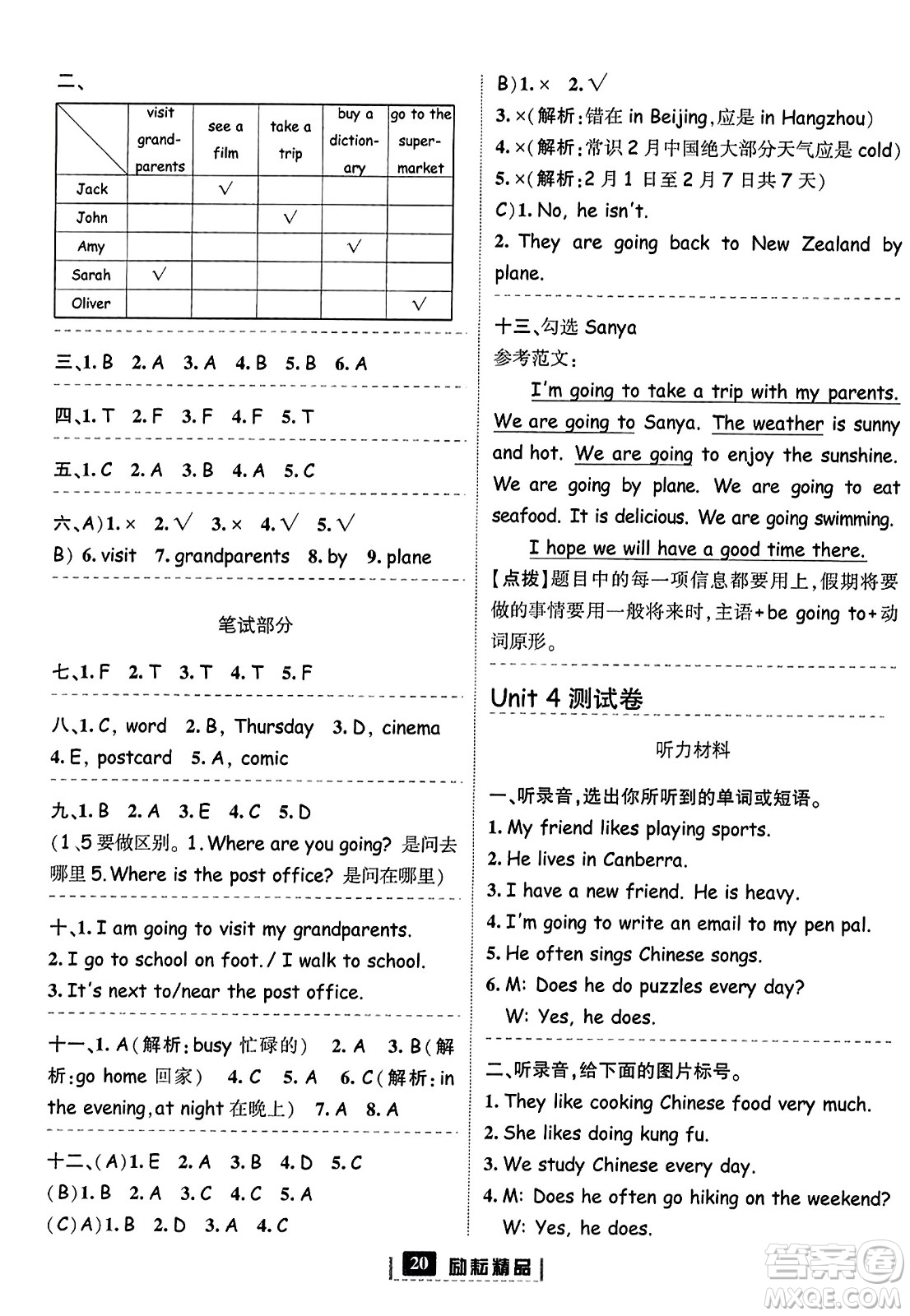 延邊人民出版社2023年秋勵(lì)耘書業(yè)勵(lì)耘新同步六年級(jí)英語上冊(cè)人教版答案