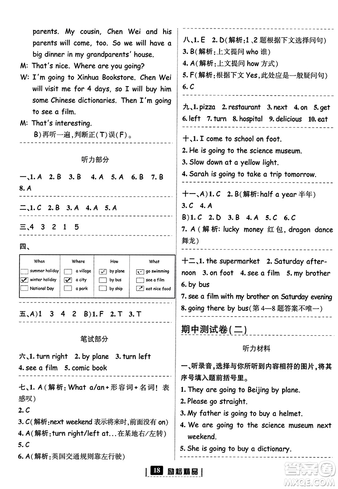 延邊人民出版社2023年秋勵(lì)耘書業(yè)勵(lì)耘新同步六年級(jí)英語上冊(cè)人教版答案