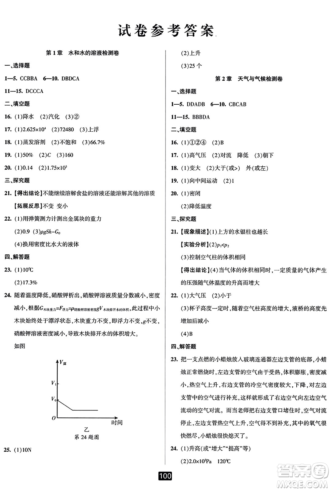 延邊人民出版社2023年秋勵(lì)耘書(shū)業(yè)勵(lì)耘新同步八年級(jí)科學(xué)上冊(cè)浙教版答案
