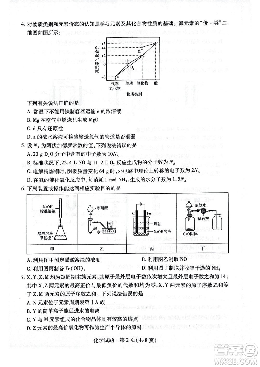 河南天一大聯(lián)考2024屆高三上學期12月階段性測試四化學參考答案