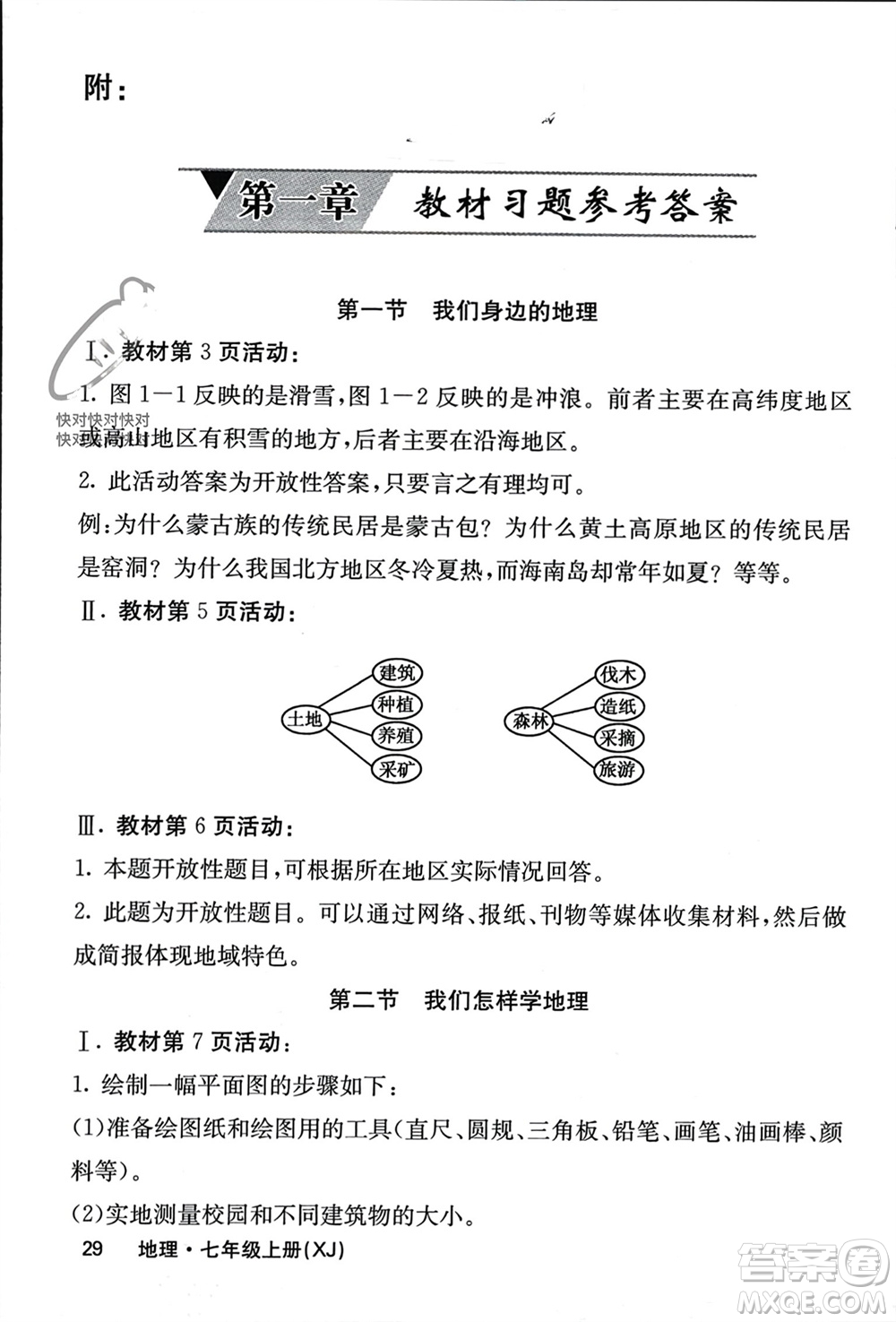 中華地圖學(xué)社2023年秋名校課堂內(nèi)外七年級地理上冊湘教版參考答案