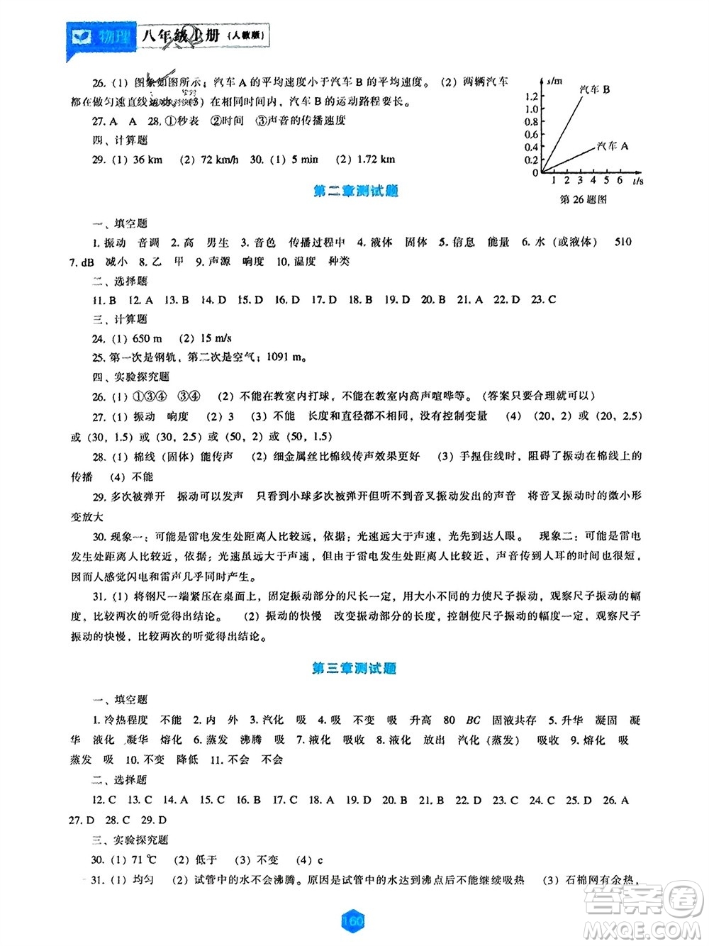 遼海出版社2023年秋新課程物理能力培養(yǎng)八年級(jí)上冊(cè)人教版參考答案