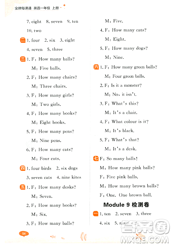 大連出版社2023年秋點(diǎn)石成金金牌每課通一年級(jí)英語(yǔ)上冊(cè)外研版答案