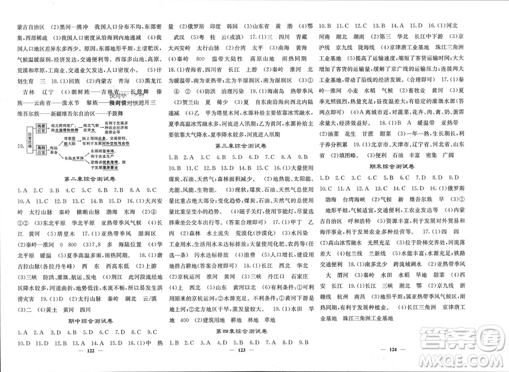 四川大學(xué)出版社2023年秋名校課堂內(nèi)外八年級(jí)地理上冊(cè)人教版參考答案