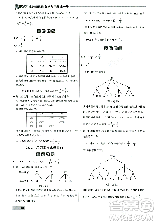 大連出版社2023年秋點(diǎn)石成金金牌每課通九年級數(shù)學(xué)全一冊人教版遼寧專版答案