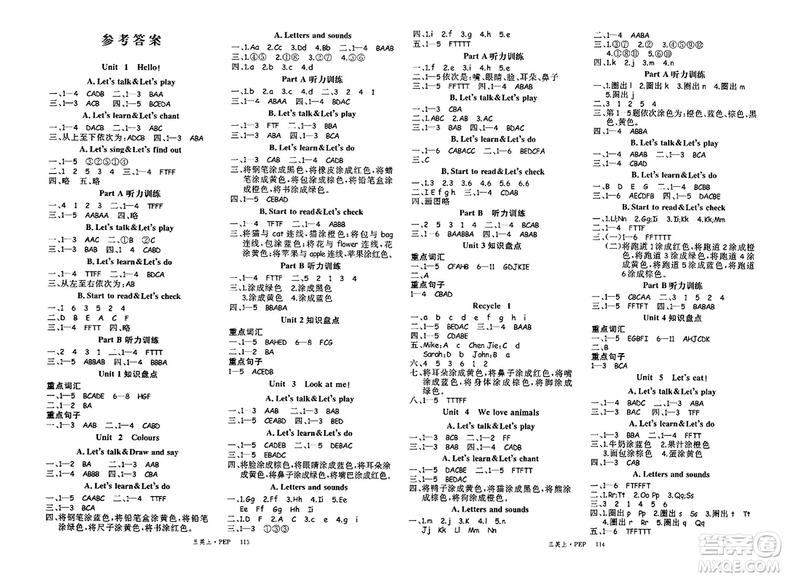延邊大學(xué)出版社2023年秋學(xué)練優(yōu)三年級(jí)英語上冊(cè)人教PEP版答案