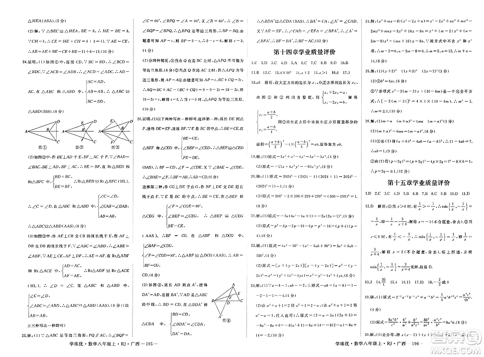 延邊大學(xué)出版社2023年秋學(xué)練優(yōu)八年級數(shù)學(xué)上冊人教版廣西專版答案