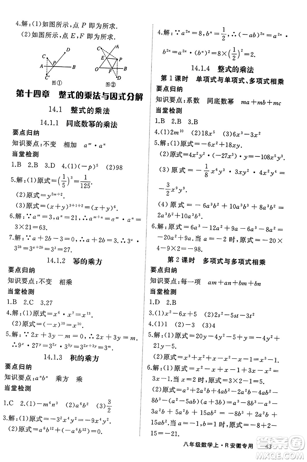 延邊大學(xué)出版社2023年秋學(xué)練優(yōu)八年級(jí)數(shù)學(xué)上冊(cè)人教版安徽專版答案