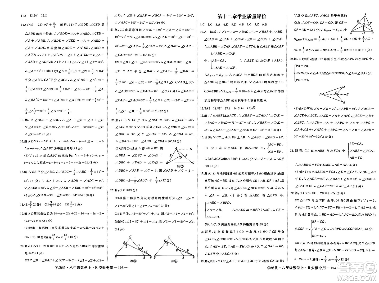 延邊大學(xué)出版社2023年秋學(xué)練優(yōu)八年級(jí)數(shù)學(xué)上冊(cè)人教版安徽專版答案