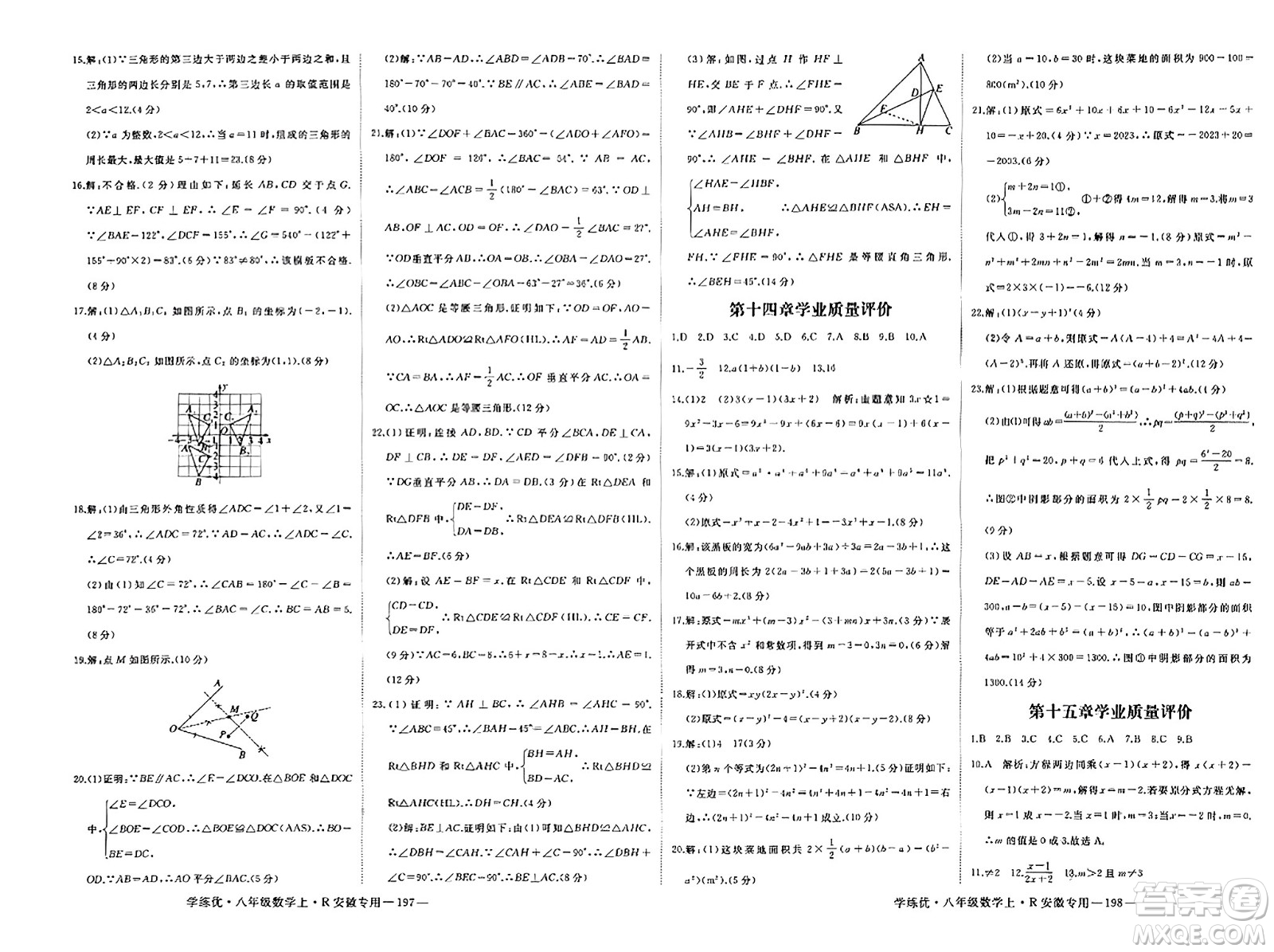延邊大學(xué)出版社2023年秋學(xué)練優(yōu)八年級(jí)數(shù)學(xué)上冊(cè)人教版安徽專版答案