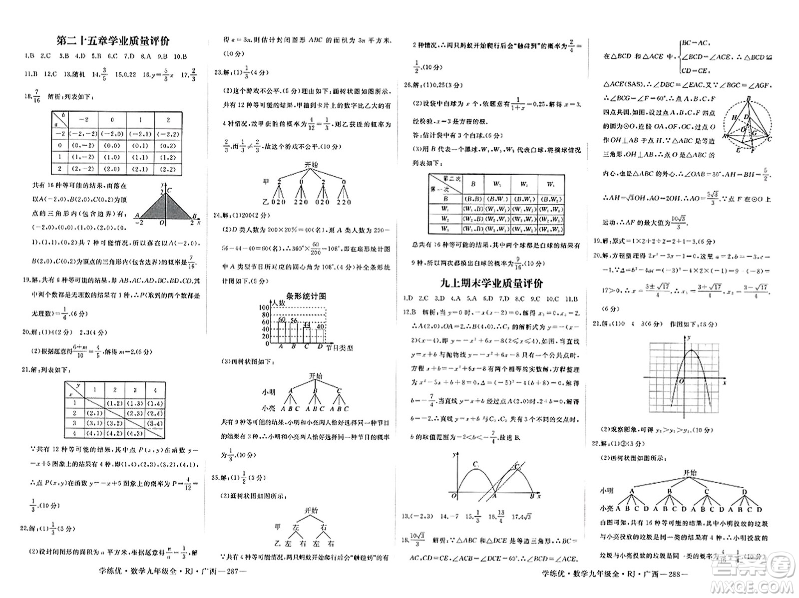 延邊大學(xué)出版社2023年秋學(xué)練優(yōu)九年級數(shù)學(xué)全一冊人教版廣西專版答案
