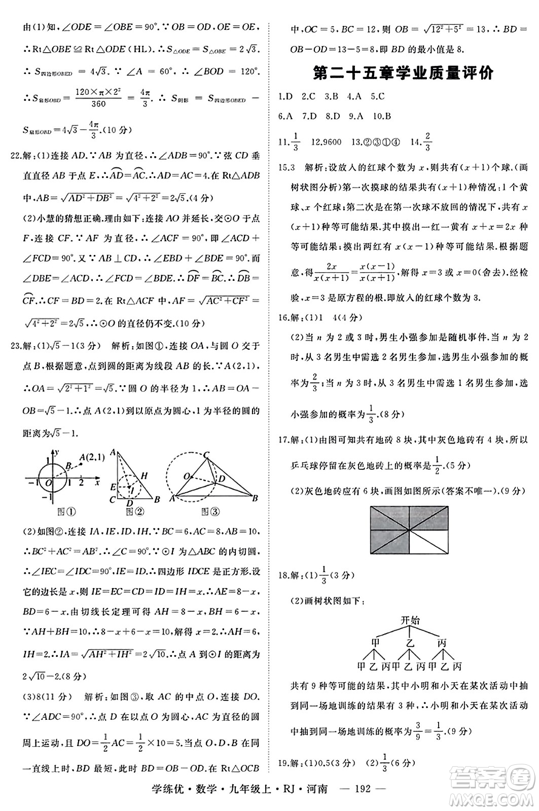 延邊大學(xué)出版社2023年秋學(xué)練優(yōu)九年級(jí)數(shù)學(xué)上冊(cè)人教版河南專版答案