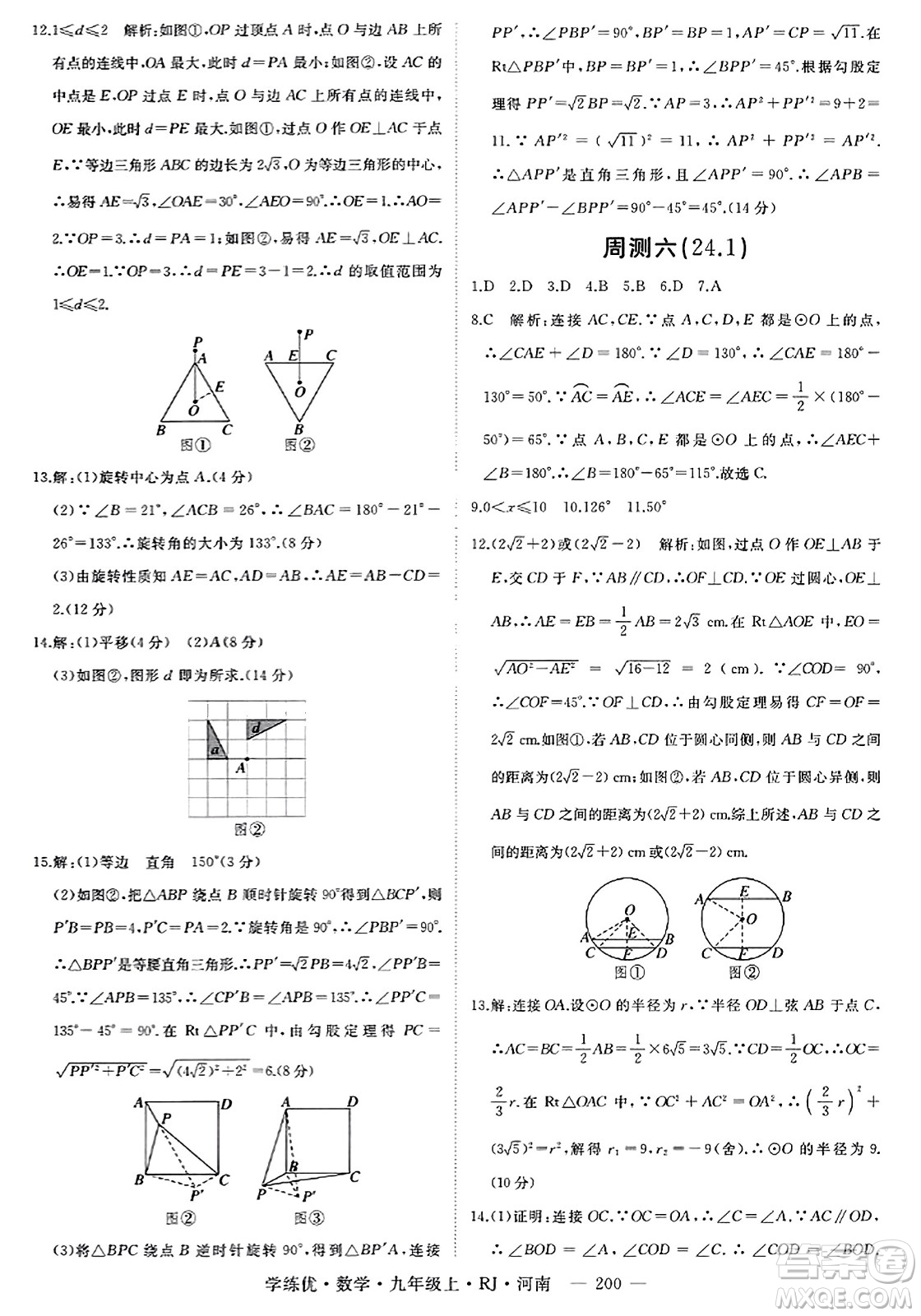 延邊大學(xué)出版社2023年秋學(xué)練優(yōu)九年級(jí)數(shù)學(xué)上冊(cè)人教版河南專版答案