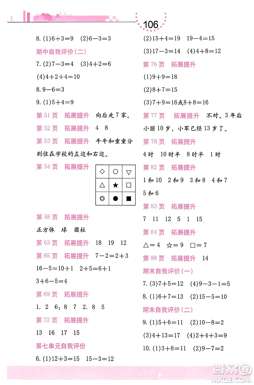 海燕出版社2023年秋數(shù)學(xué)學(xué)習(xí)與鞏固一年級(jí)數(shù)學(xué)上冊(cè)北師大版答案