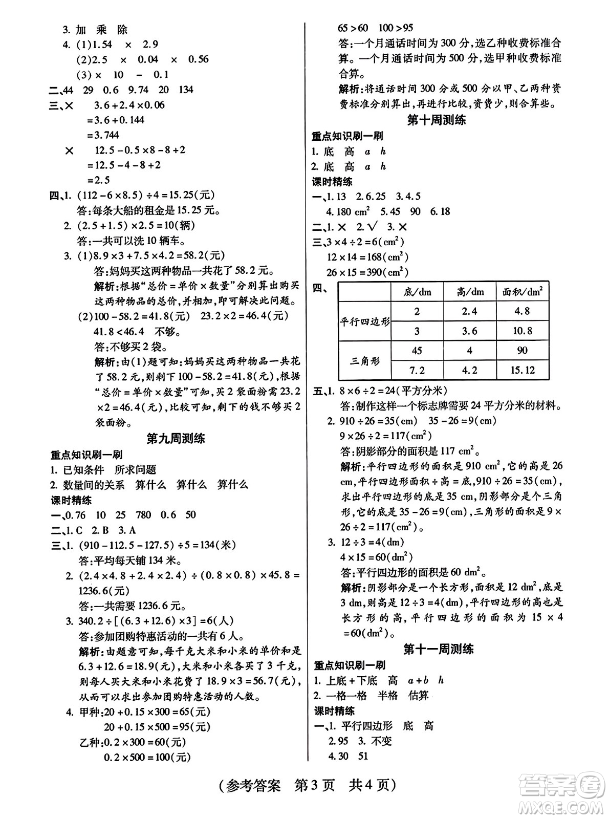 黑龍江美術(shù)出版社2023年秋黃岡金榜大考卷期末必刷五年級(jí)數(shù)學(xué)上冊西師版答案
