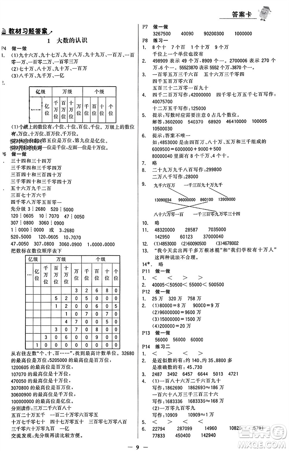 遼寧少年兒童出版社2023年秋世紀(jì)金榜金榜大講堂全彩筆記四年級(jí)數(shù)學(xué)上冊(cè)通用版參考答案