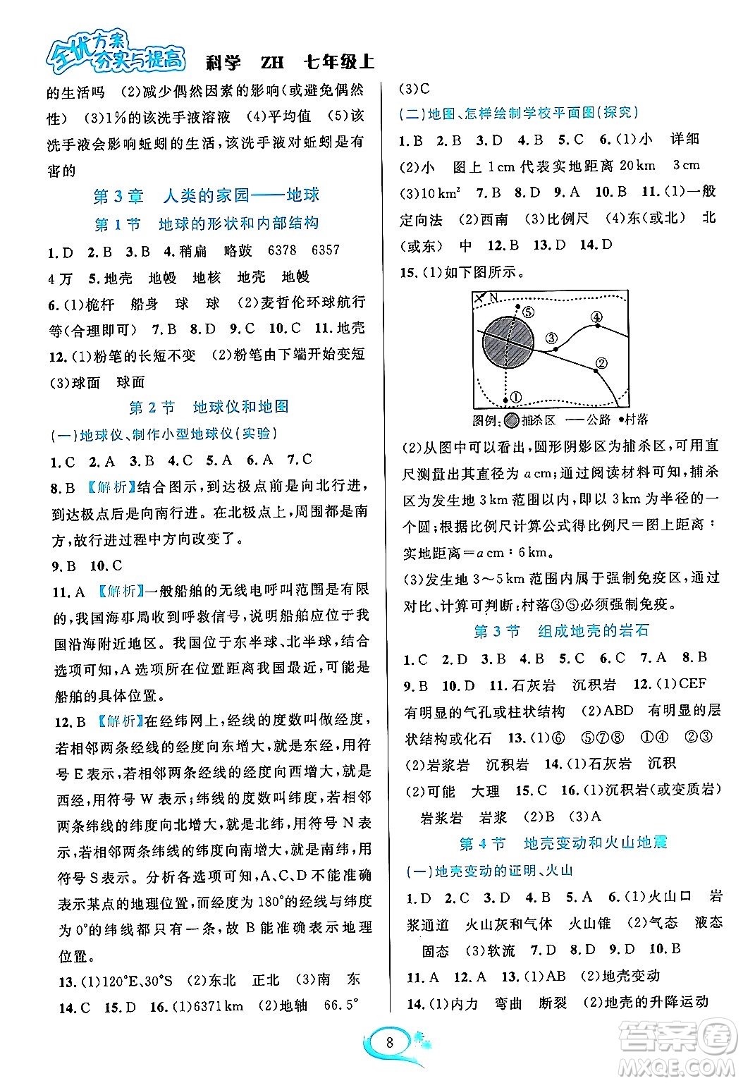 浙江教育出版社2023年秋全優(yōu)方案夯實(shí)與提高七年級(jí)科學(xué)上冊(cè)浙教版答案