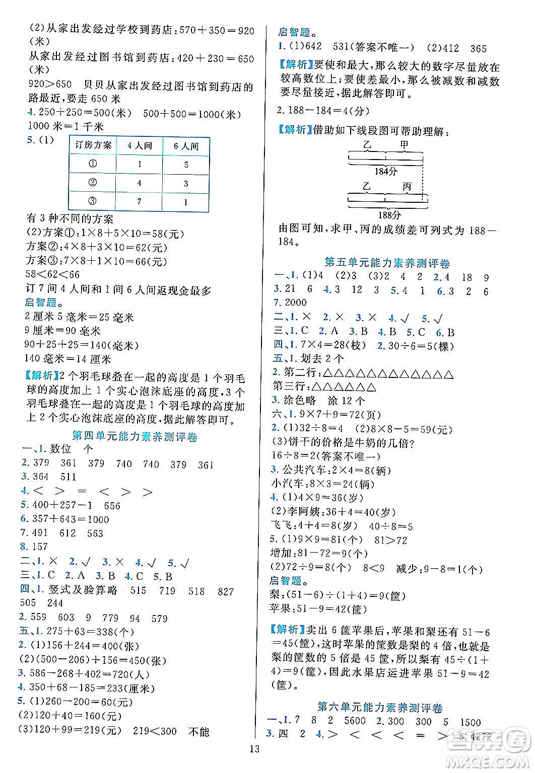 浙江教育出版社2023年秋全優(yōu)方案夯實(shí)與提高三年級(jí)數(shù)學(xué)上冊(cè)人教版答案