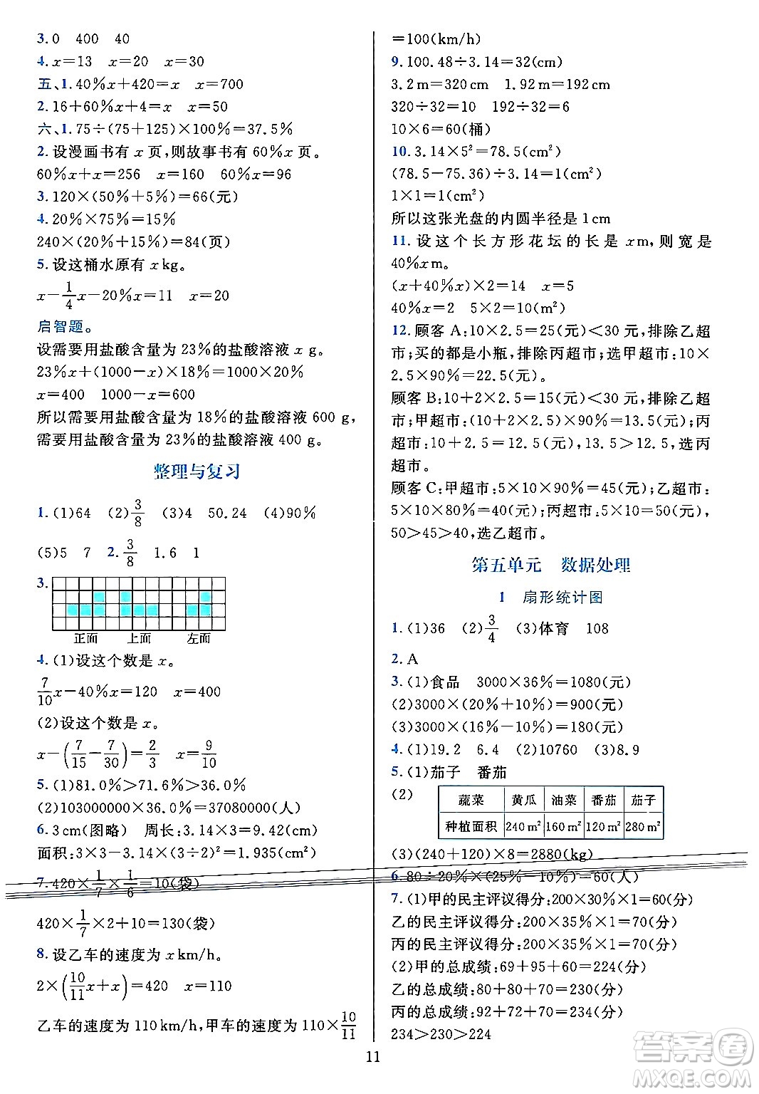浙江教育出版社2023年秋全優(yōu)方案夯實(shí)與提高六年級數(shù)學(xué)上冊北師大版答案