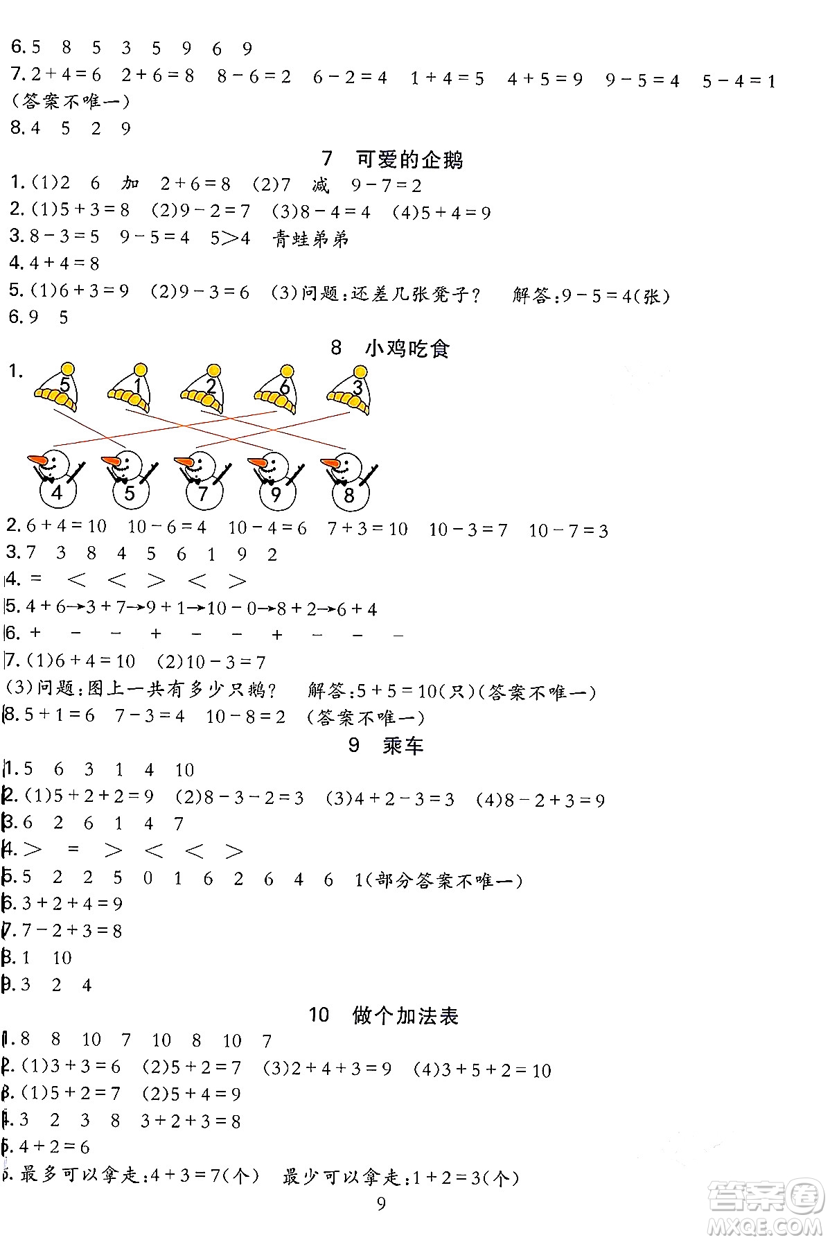浙江教育出版社2023年秋全優(yōu)方案夯實(shí)與提高一年級(jí)數(shù)學(xué)上冊北師大版答案