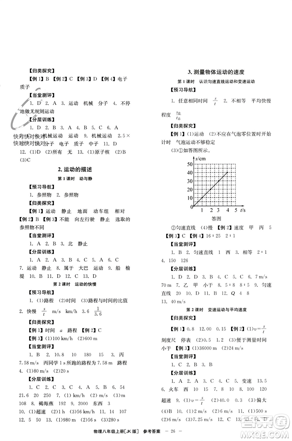 北京時(shí)代華文書局2023年秋全效學(xué)習(xí)學(xué)業(yè)評(píng)價(jià)方案八年級(jí)物理上冊(cè)教科版參考答案