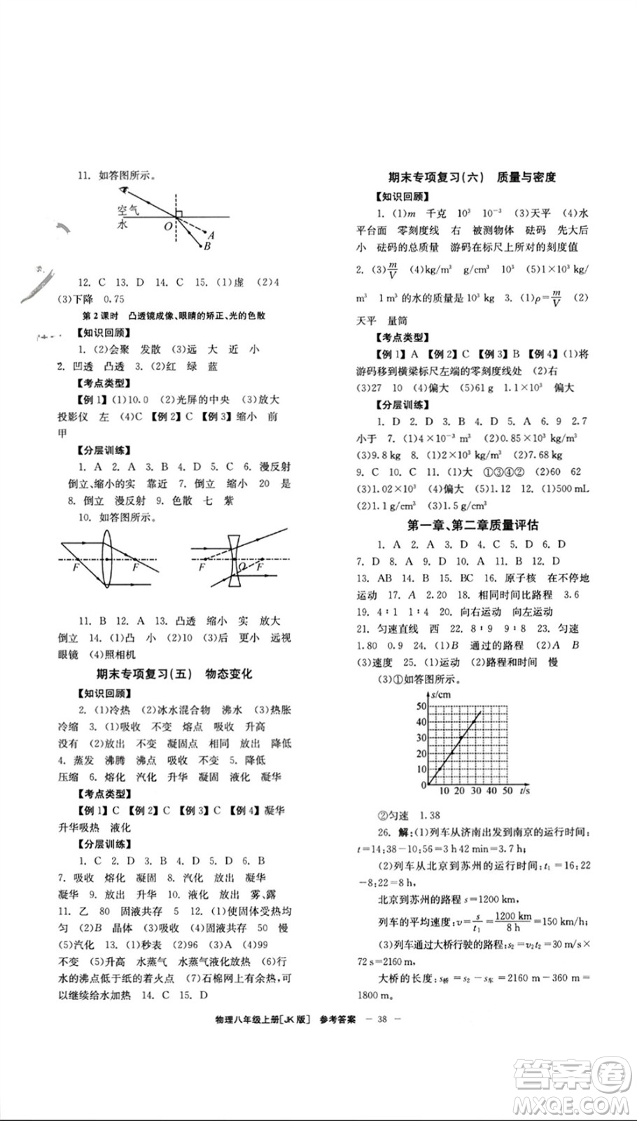 北京時(shí)代華文書局2023年秋全效學(xué)習(xí)學(xué)業(yè)評(píng)價(jià)方案八年級(jí)物理上冊(cè)教科版參考答案