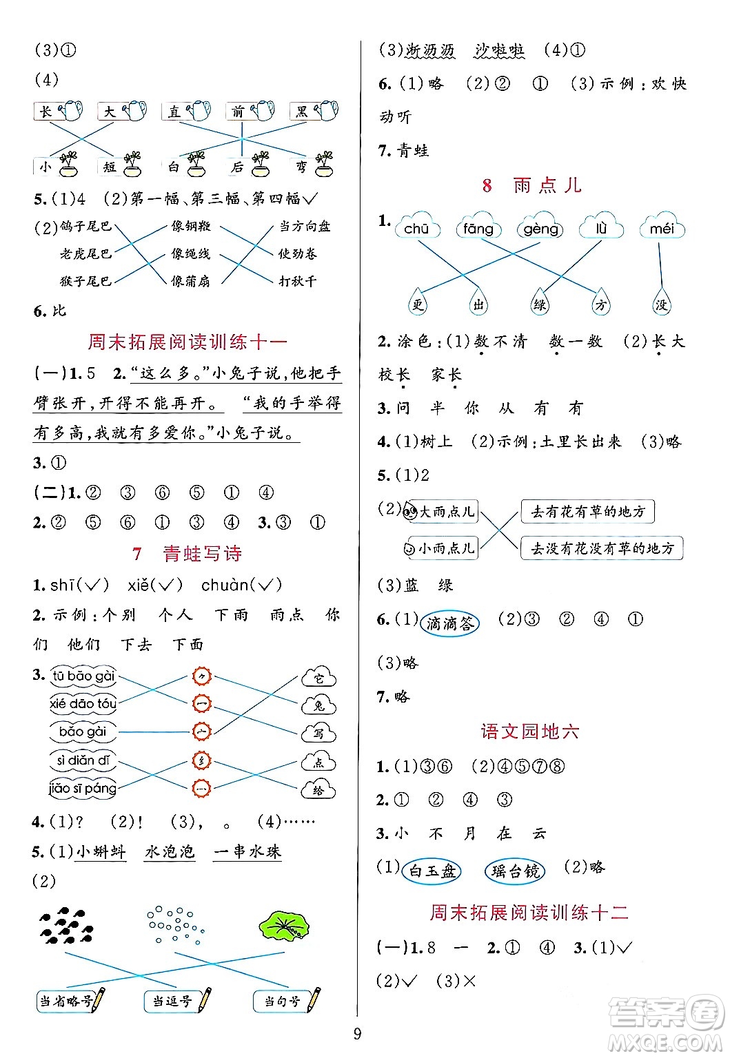 浙江教育出版社2023年秋全優(yōu)方案夯實(shí)與提高一年級(jí)語文上冊(cè)通用版答案