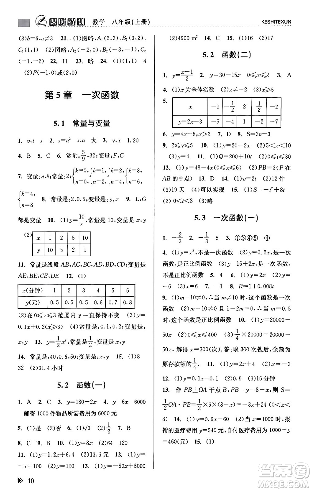 浙江人民出版社2023年秋課時(shí)特訓(xùn)八年級(jí)數(shù)學(xué)上冊(cè)浙教版答案