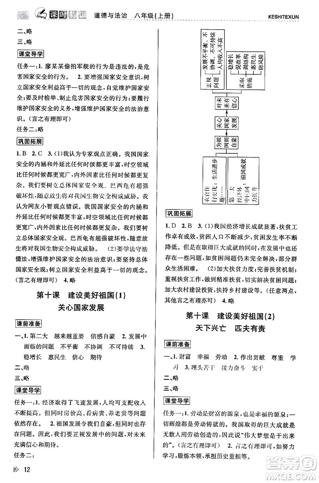浙江人民出版社2023年秋課時特訓(xùn)八年級道德與法治上冊通用版答案