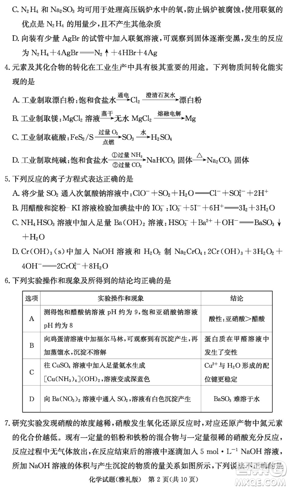 大聯(lián)考雅禮中學2024屆高三上學期12月月考試卷四化學參考答案