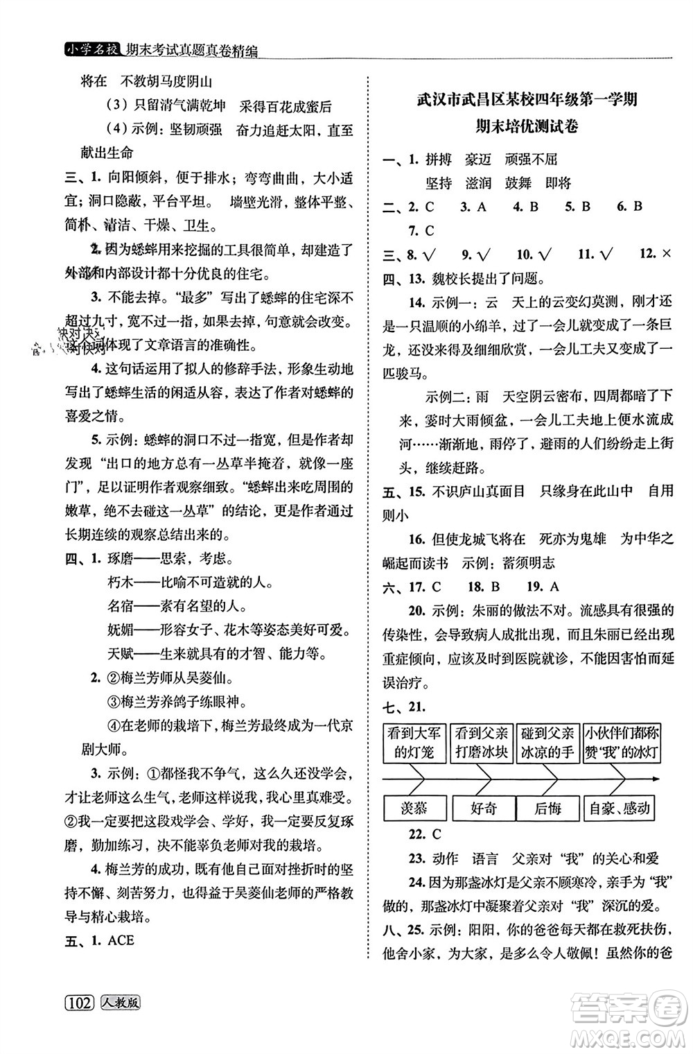 長(zhǎng)春出版社2023年秋68所助學(xué)叢書(shū)小學(xué)名校期末考試真題真卷精編四年級(jí)語(yǔ)文上冊(cè)人教版參考答案
