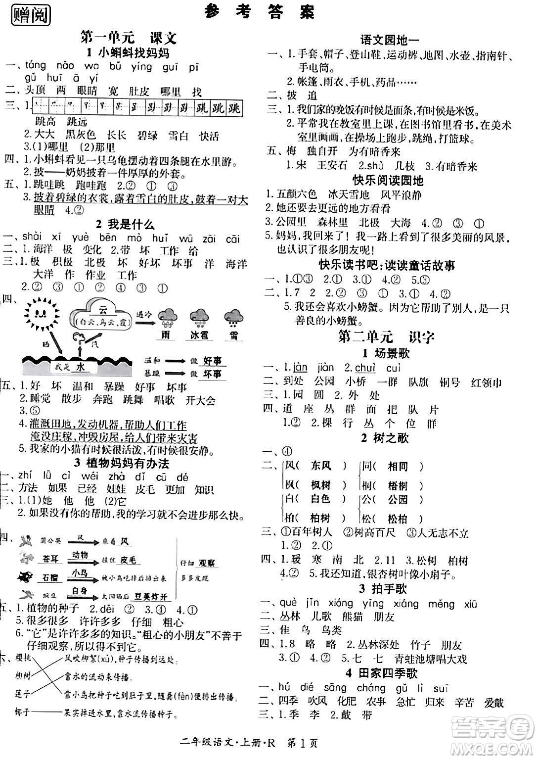 吉林教育出版社2023年秋啟航新課堂二年級(jí)語文上冊(cè)人教版答案