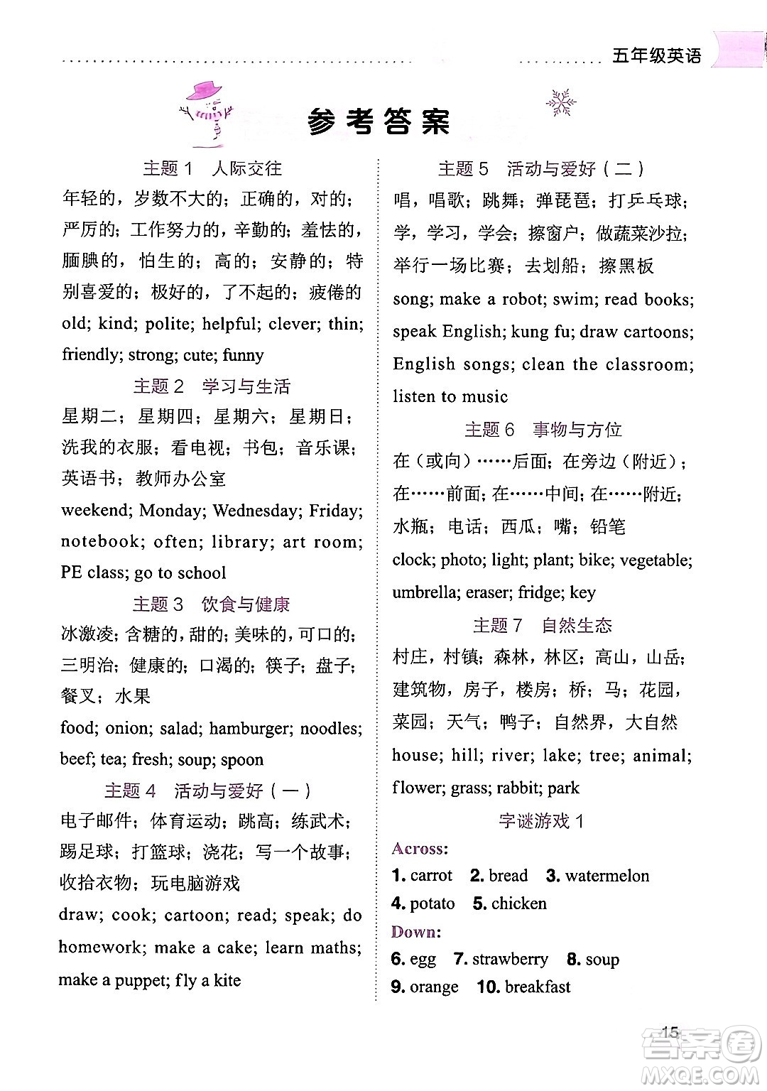 龍門(mén)書(shū)局2024年黃岡小狀元寒假作業(yè)五年級(jí)英語(yǔ)通用版答案