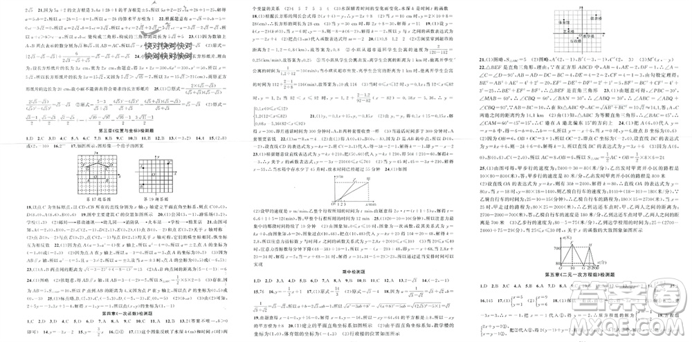 新疆青少年出版社2023年秋原創(chuàng)新課堂八年級(jí)數(shù)學(xué)上冊(cè)北師大版貴州專版參考答案