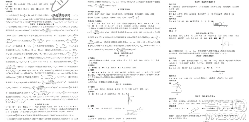 新疆青少年出版社2023年秋原創(chuàng)新課堂八年級物理上冊滬科版貴州專版參考答案