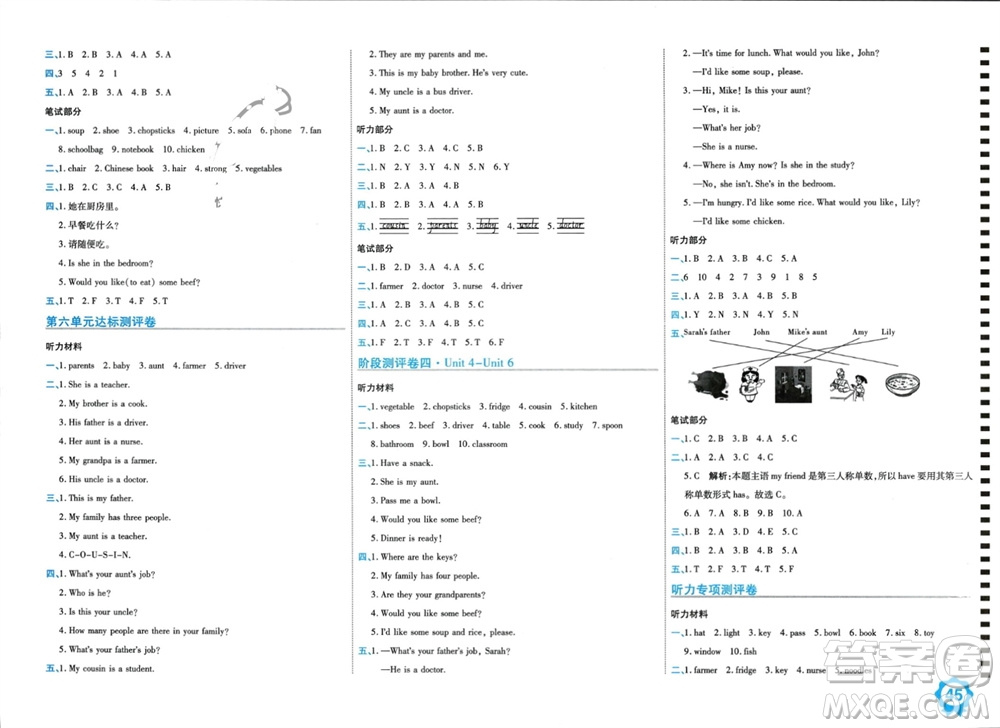 開明出版社2023年秋期末100分沖刺卷四年級(jí)英語(yǔ)上冊(cè)人教版參考答案