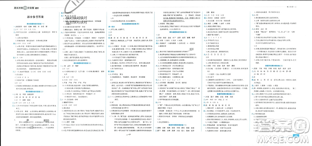 合肥工業(yè)大學出版社2023年秋期末沖刺100分金卷六年級語文上冊通用版參考答案