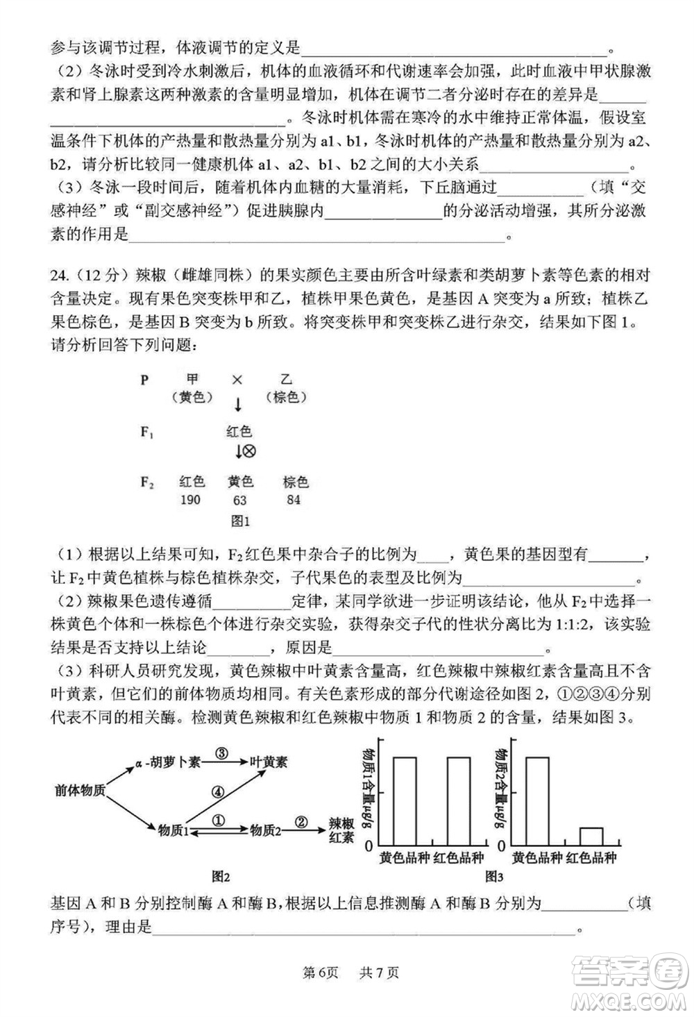 哈三中2023-2024學年高三上學期期末考試生物參考答案