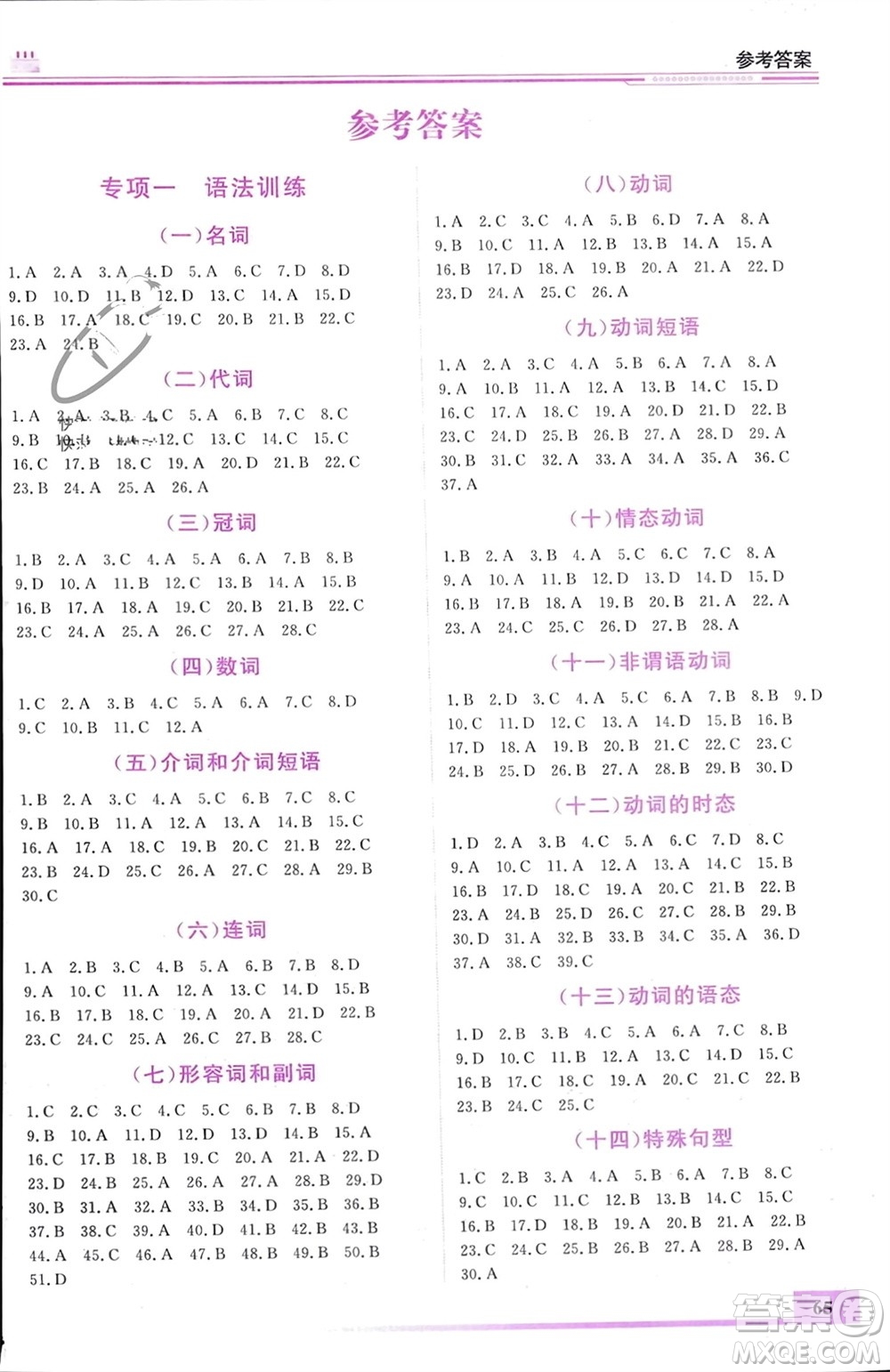內(nèi)蒙古大學(xué)出版社2024文軒假期生活指導(dǎo)寒假作業(yè)九年級(jí)英語課標(biāo)版參考答案