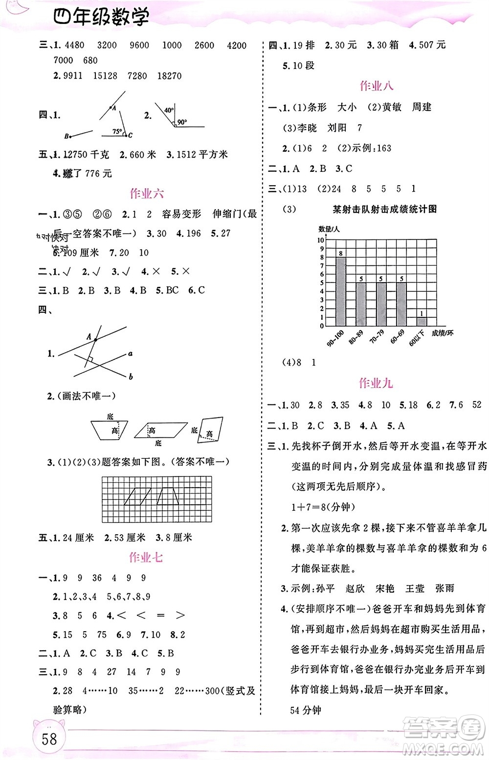內(nèi)蒙古大學(xué)出版社2024文軒假期生活指導(dǎo)寒假作業(yè)四年級數(shù)學(xué)課標版參考答案