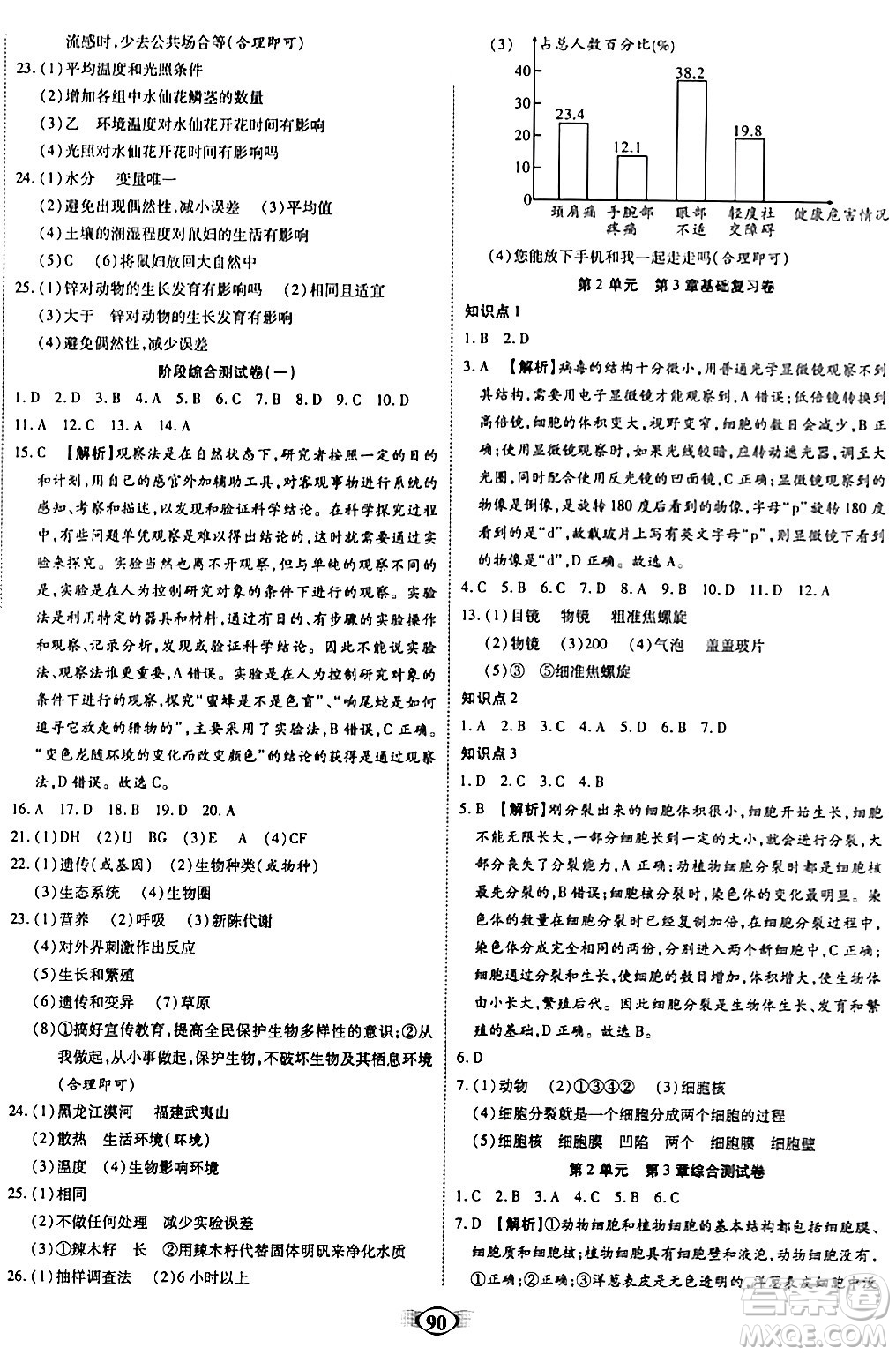 天津科學(xué)技術(shù)出版社2023年秋培優(yōu)奪冠金卷七年級(jí)生物上冊(cè)人教版答案