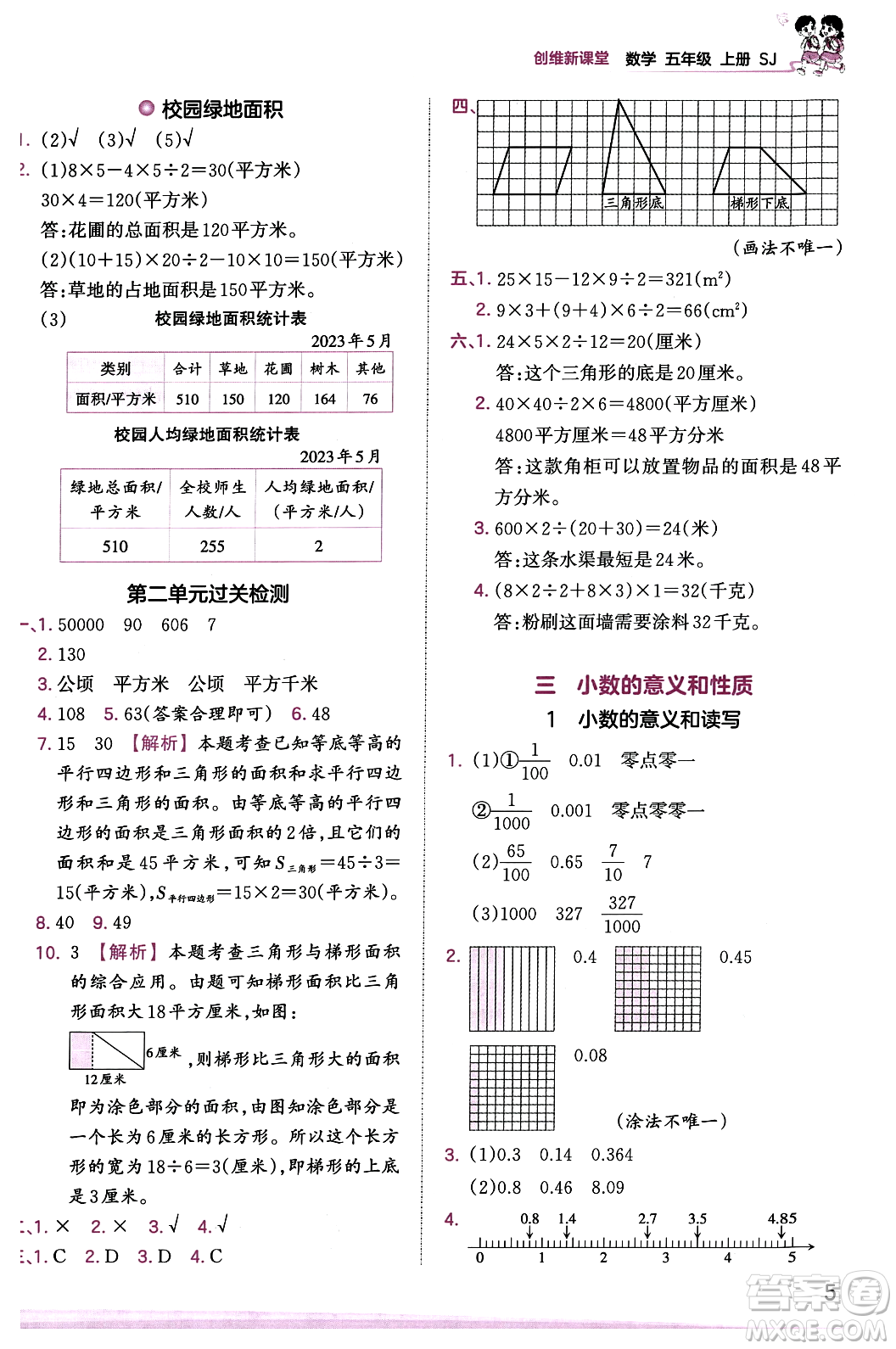 江西人民出版社2023年秋王朝霞創(chuàng)維新課堂五年級(jí)數(shù)學(xué)上冊(cè)蘇教版答案