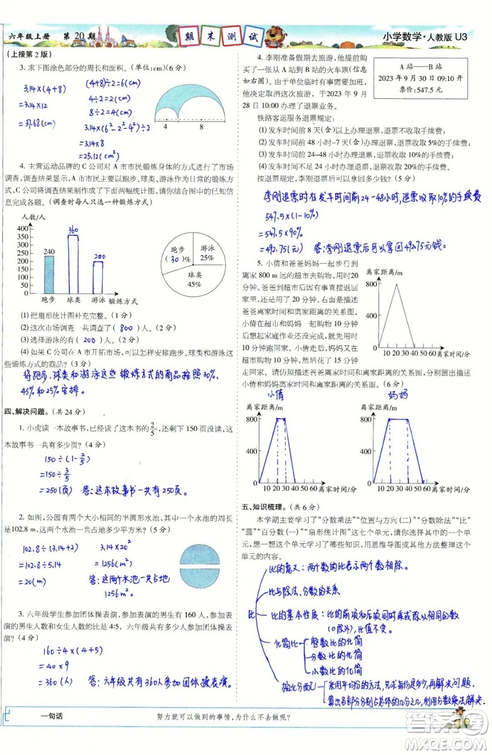 2023年秋少年智力開發(fā)報六年級數(shù)學上冊人教版第17-20期答案