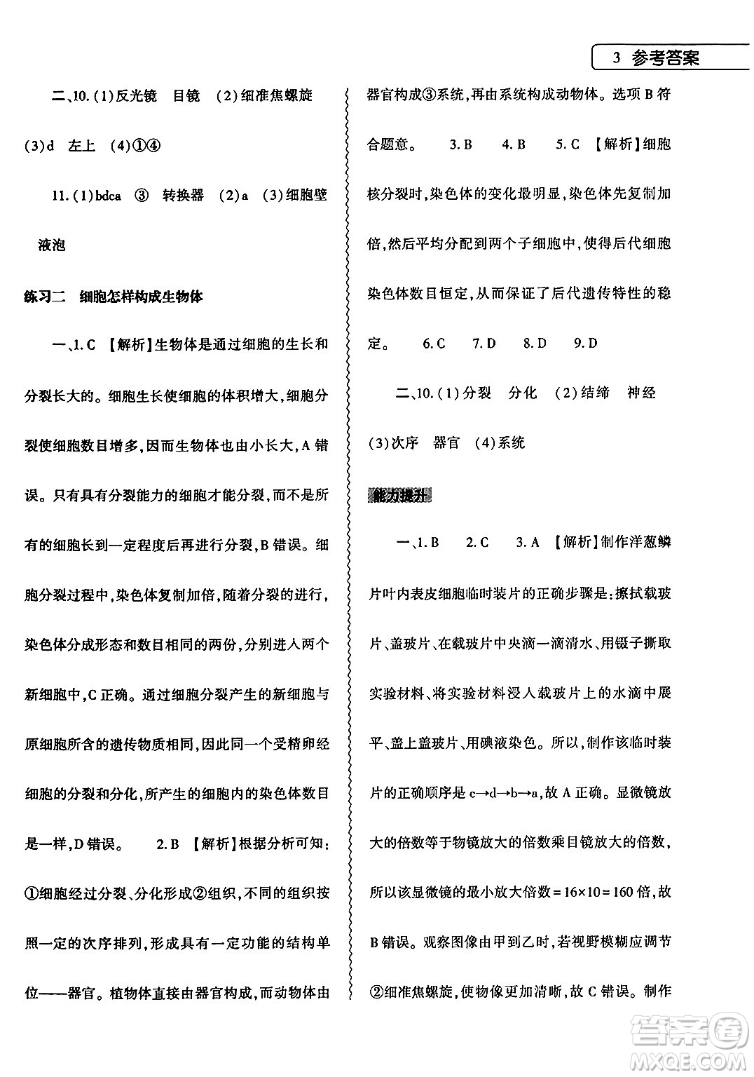 大象出版社2024生物寒假作業(yè)本七年級生物人教版答案