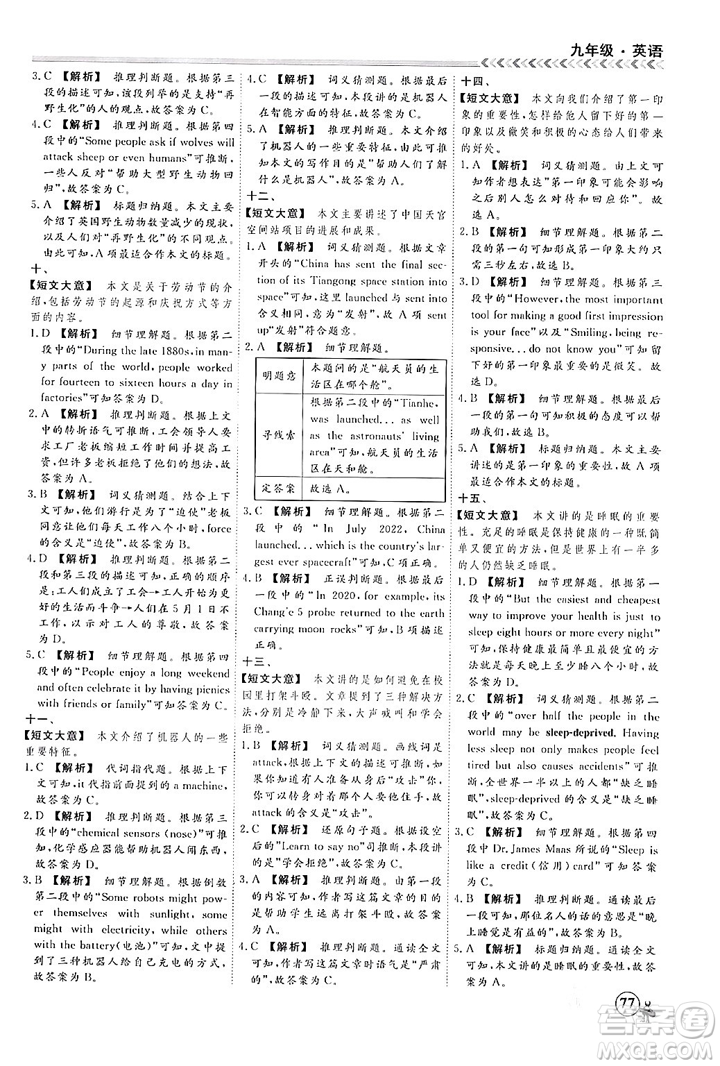 四川大學(xué)出版社2024假期沖冠學(xué)期系統(tǒng)總復(fù)習(xí)假期必備九年級英語通用版答案