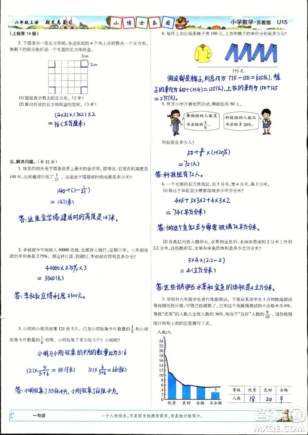 2023年秋少年智力開發(fā)報(bào)六年級(jí)數(shù)學(xué)上冊(cè)蘇教版期末總復(fù)習(xí)合刊參考答案