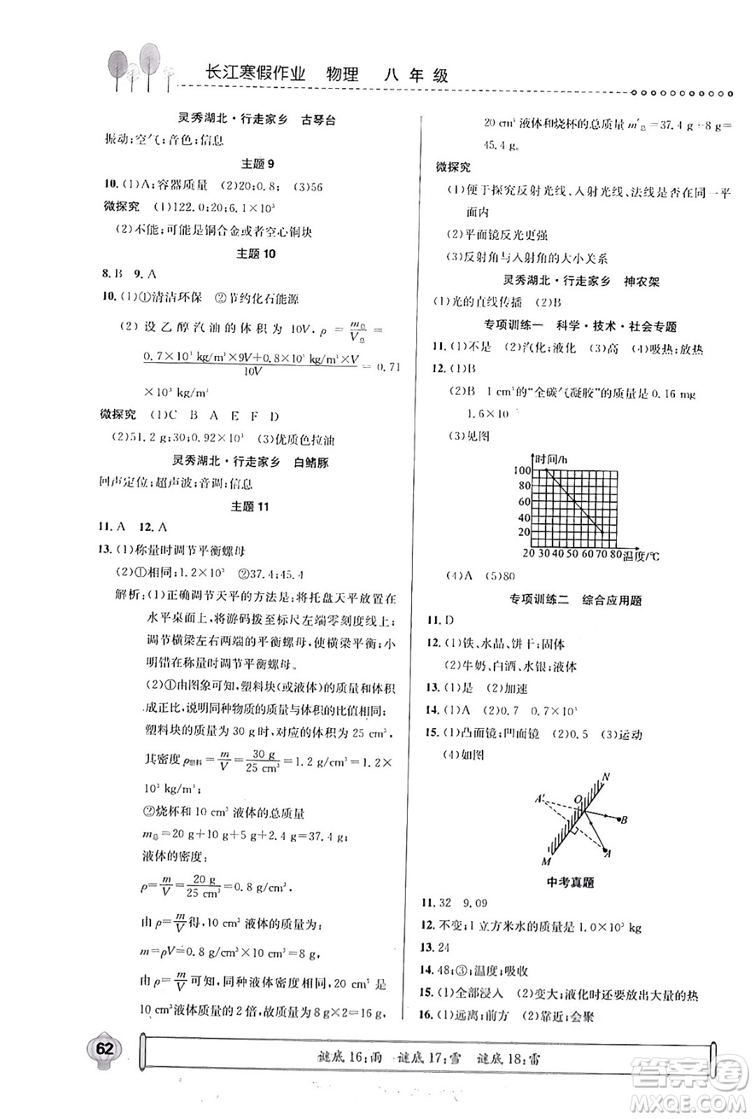 崇文書(shū)局2024長(zhǎng)江寒假作業(yè)八年級(jí)物理通用版答案
